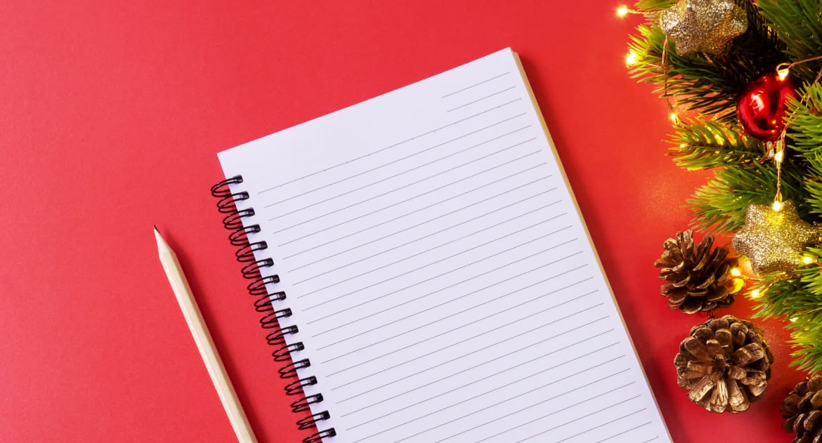 Holiday ready note pad and christmas tree