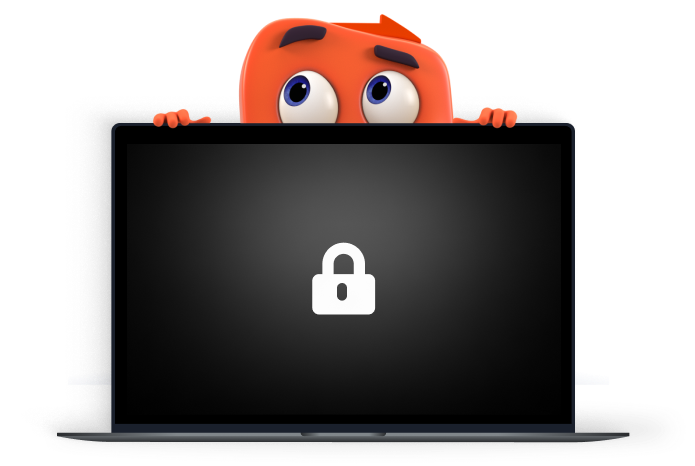 Thryv guy behind a laptop showing a lock on a screen