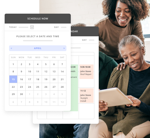 Older Family Using a Tablet to Schedule an Appointment with an Estate Planning Lawyer Using Thryv's Scheduling Tool