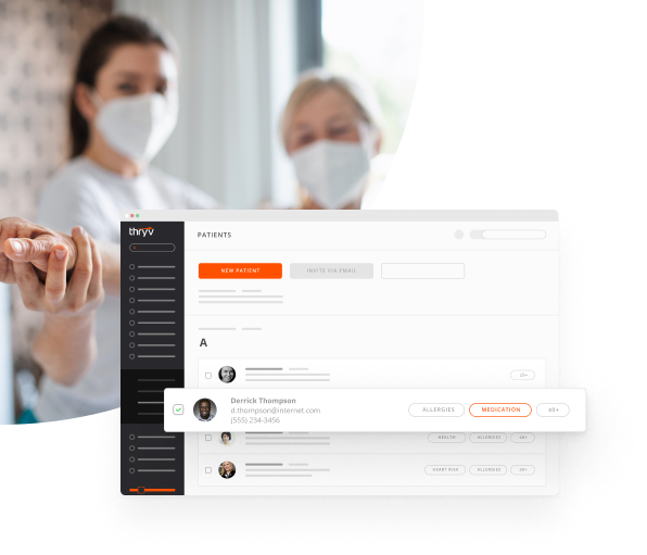 Physical Therapist Working with a Patient and a Snapshot of Thryv's CRM Software for Physical Therapists