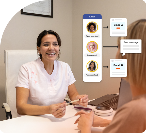 A woman having a medspa consultation