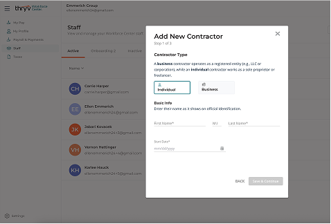 screenshot of worforce center app
