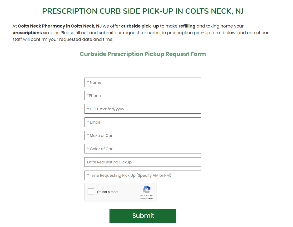 Example Curbside Pickup Request Form