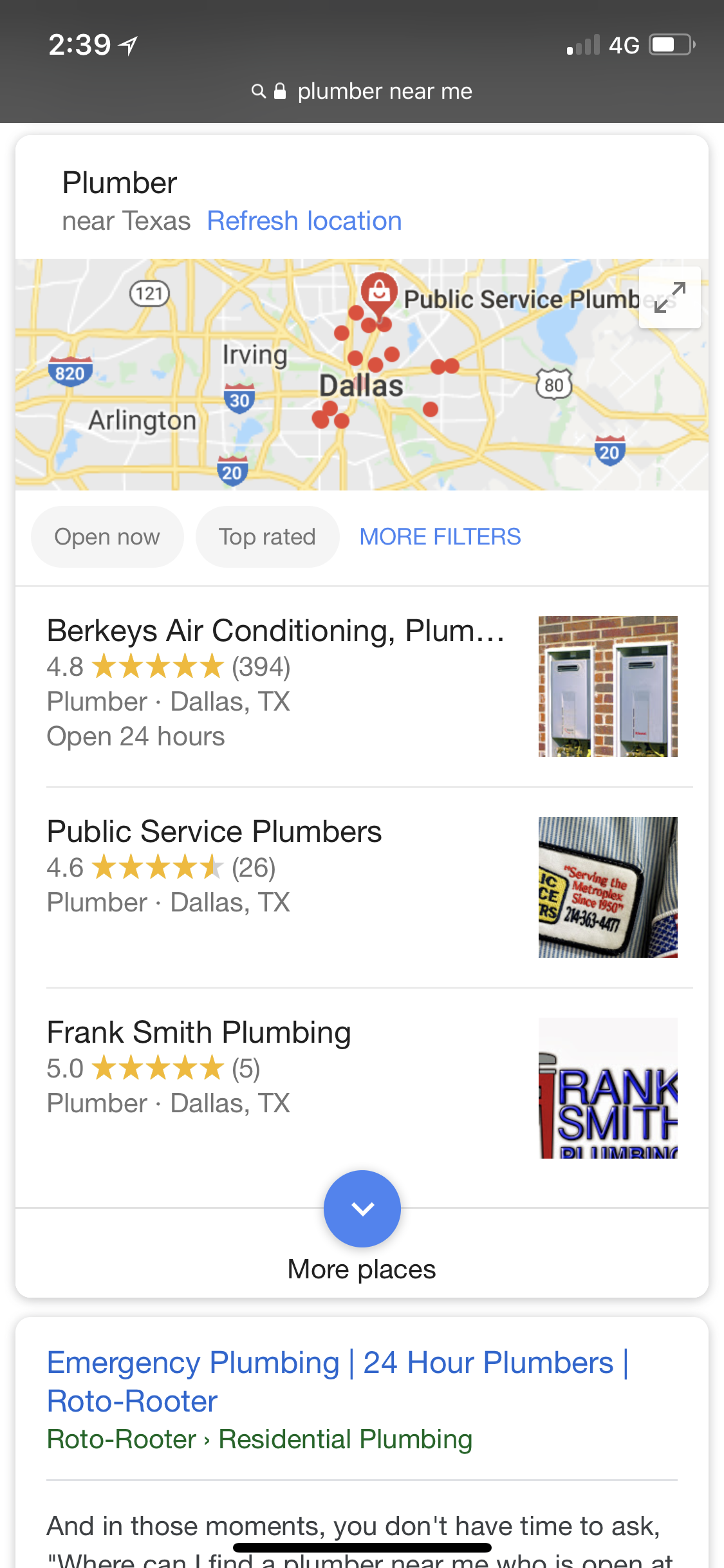 Google's local pack example