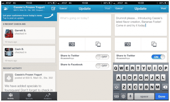 posting updates to Foursquare