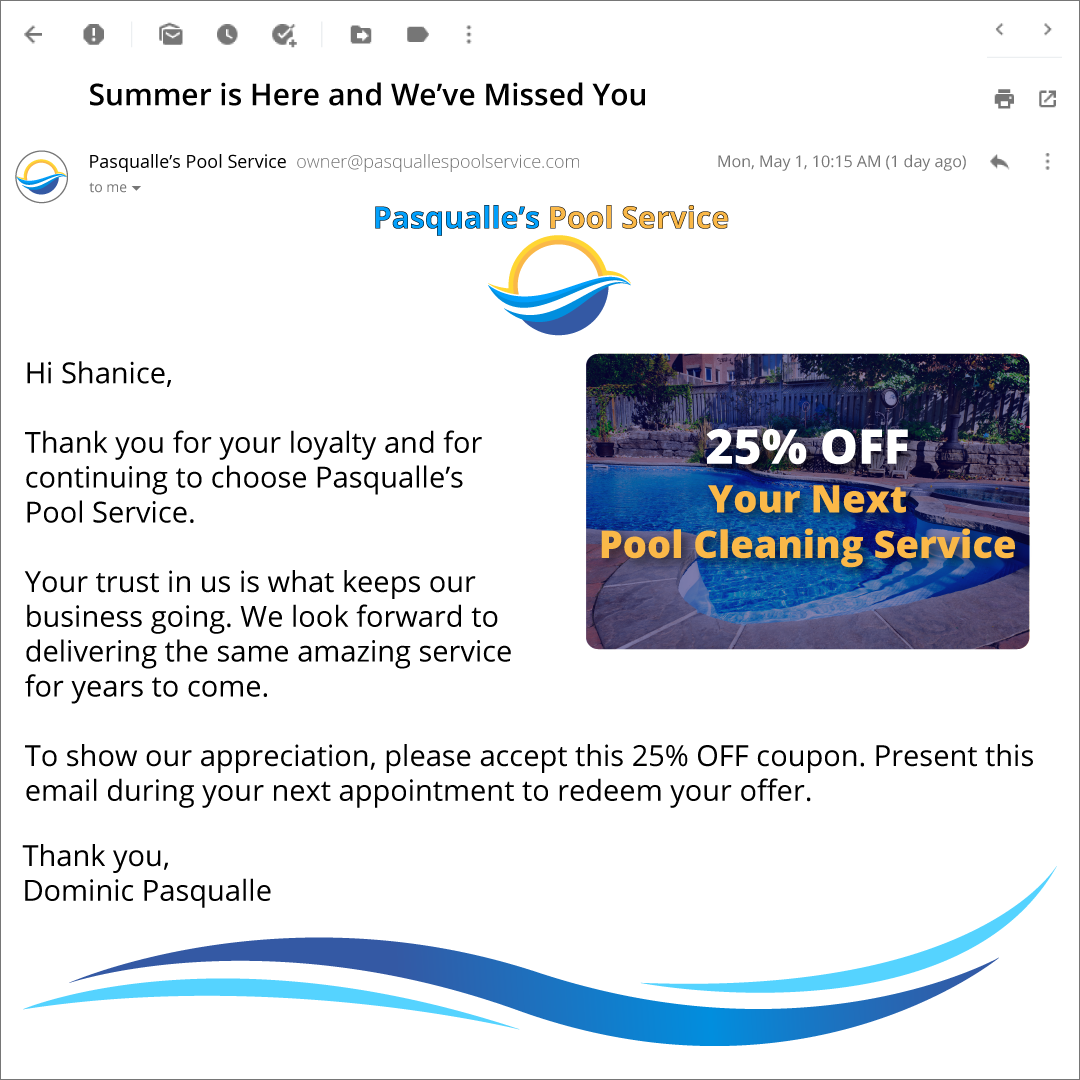 Summer Promotional Email Template for a Pool Company