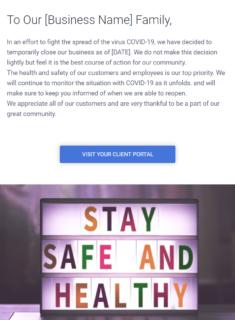 Email template on general business temporarily closing for COVID-19