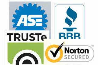 Trust Logos from ASE, TRUSTe, BBB, Norton