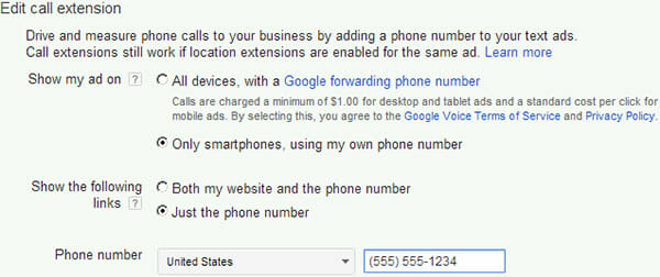 Call Extension options