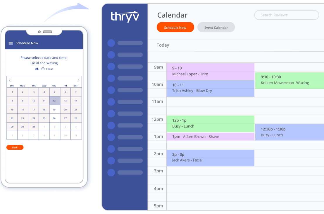 Clients booking beauty salon online and getting organized in Thryv