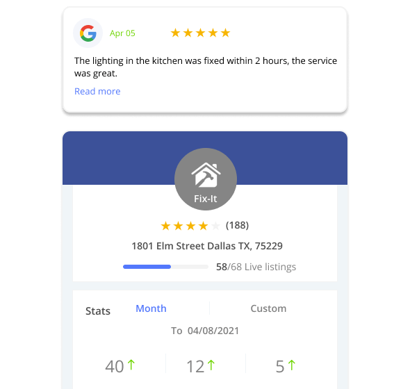 Contractor managing their reputation online through Thryv
