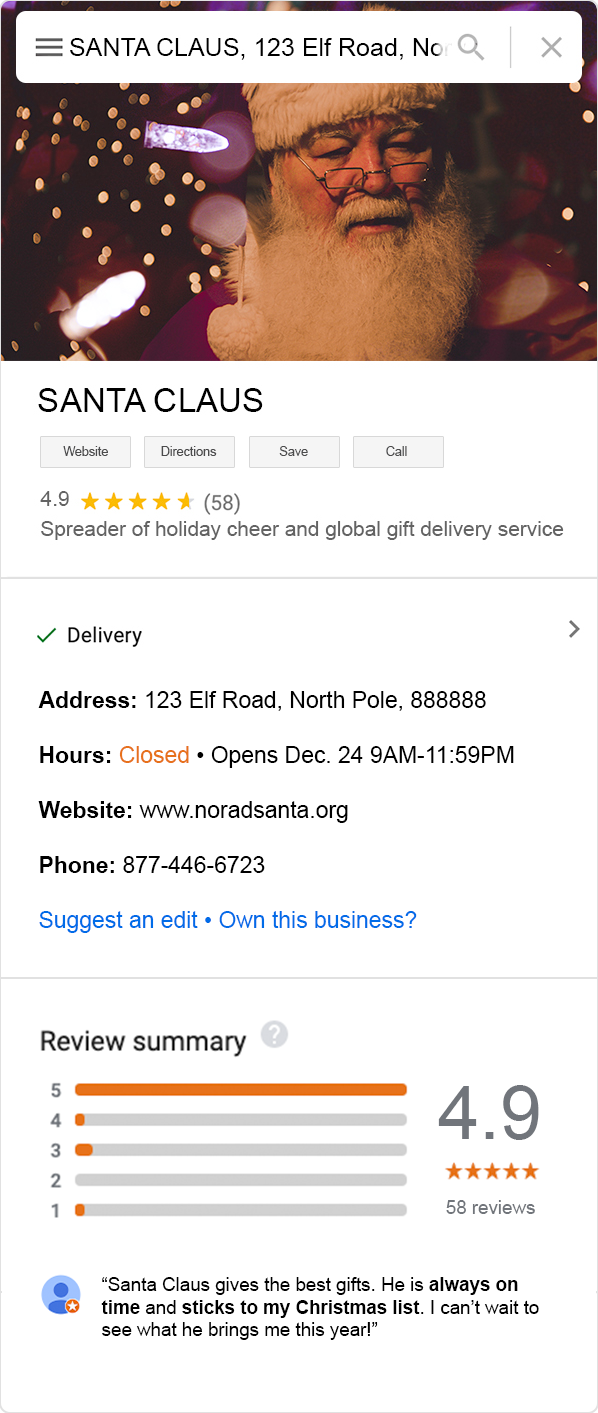 Santa Google My Business