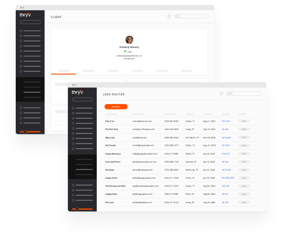 A display for Thryv's client Portal and Lead Router