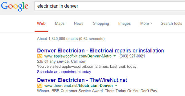 Google Query - Electricians In Denver