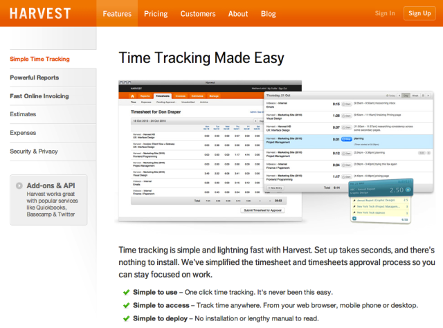 Harvest online time tracking and invoicing