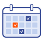 Calendar icon with three dates checked.