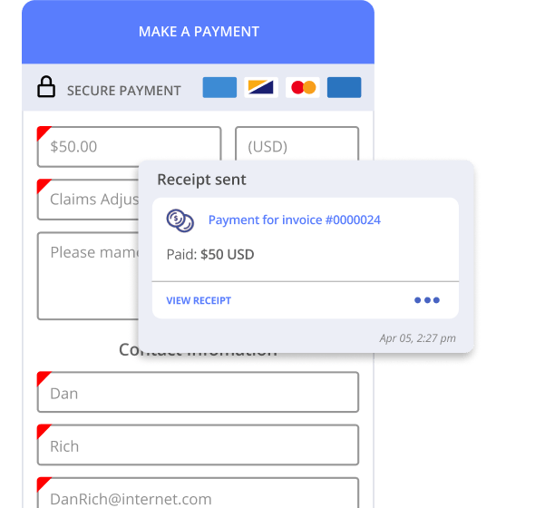 Invoice payment and receipt from insurance clients in Thryv