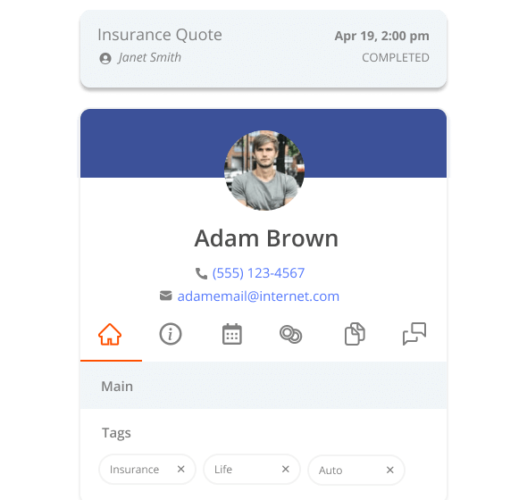 Insurance client customer profile in Thryv