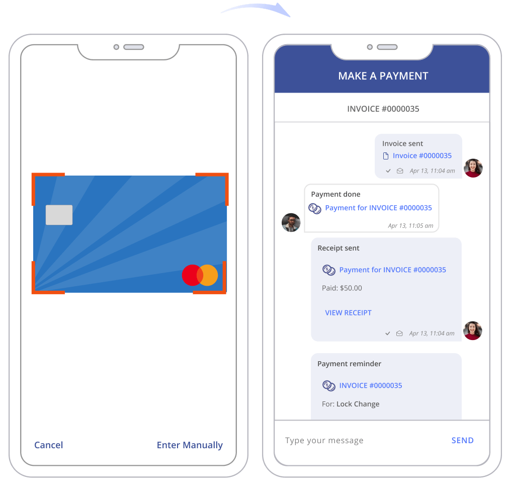 Credit card scanning, and payment processing in Thryv