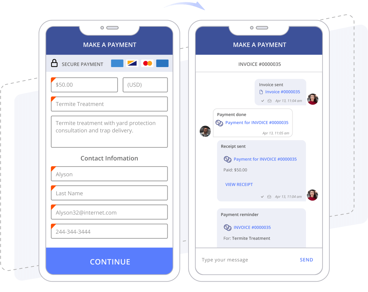 Managing estimates invoicing, payments, and receipts for pest control services with Thryv