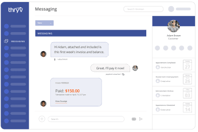 Screenshot of the messaging functionality within the Thryv small business management platform